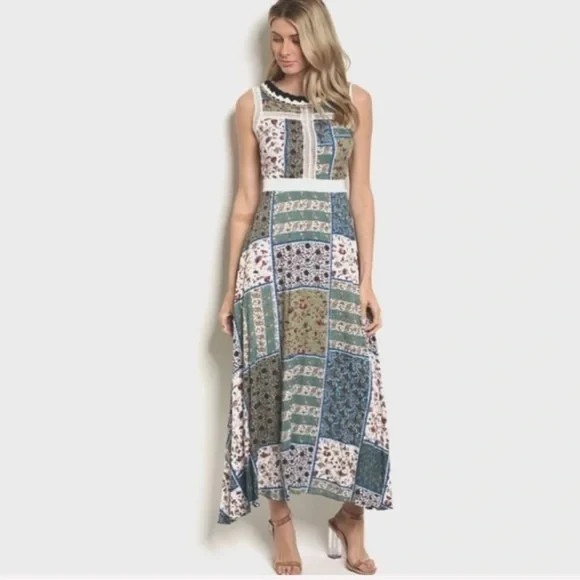 NWT La Diosa Patchwork Boho Maxi Dress Size S cottagecore Bohemian Boho Chic - Picture 12 of 12